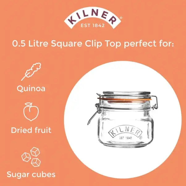 Kilner Clip Top Square Jar 0.5L