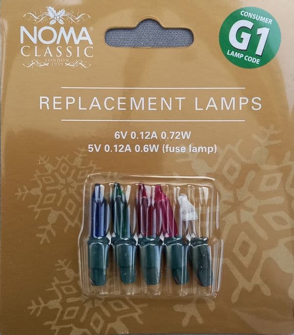 NOMA G1 Replacement Lamps, pack with multicoloured bulbs and one fuse bulb