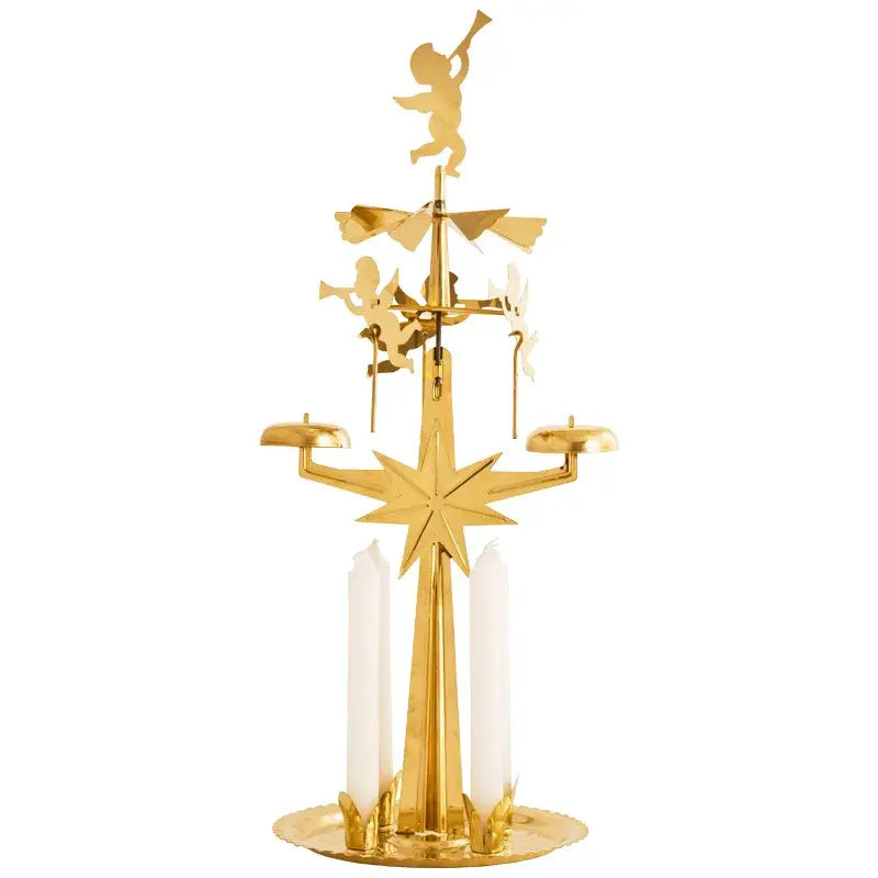 Brass Angel Chimes with cherub ornaments and candles