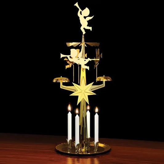 Brass Angel Chimes with cherub ornaments and candles