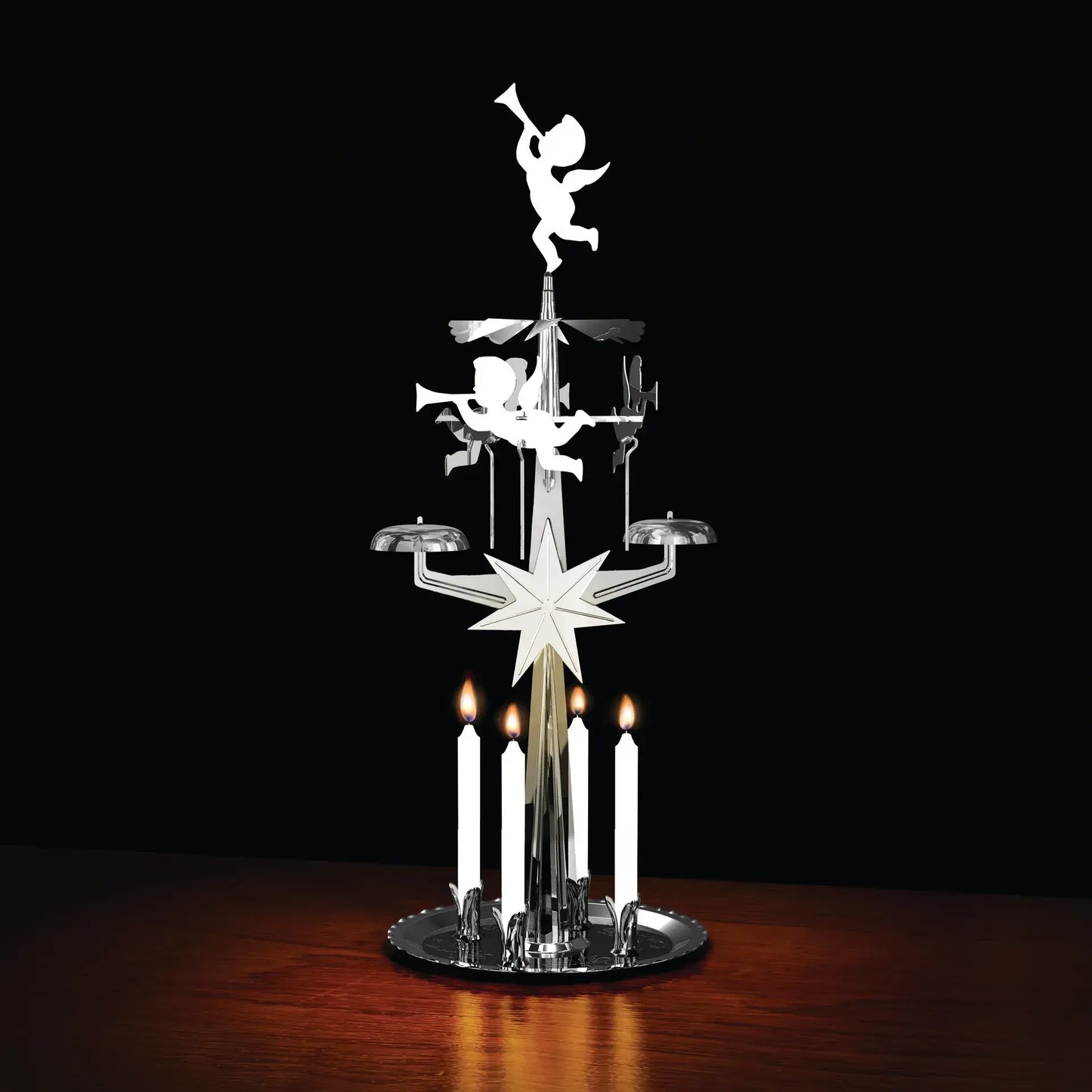 Original Swedish Silver Angel Chimes With Candles