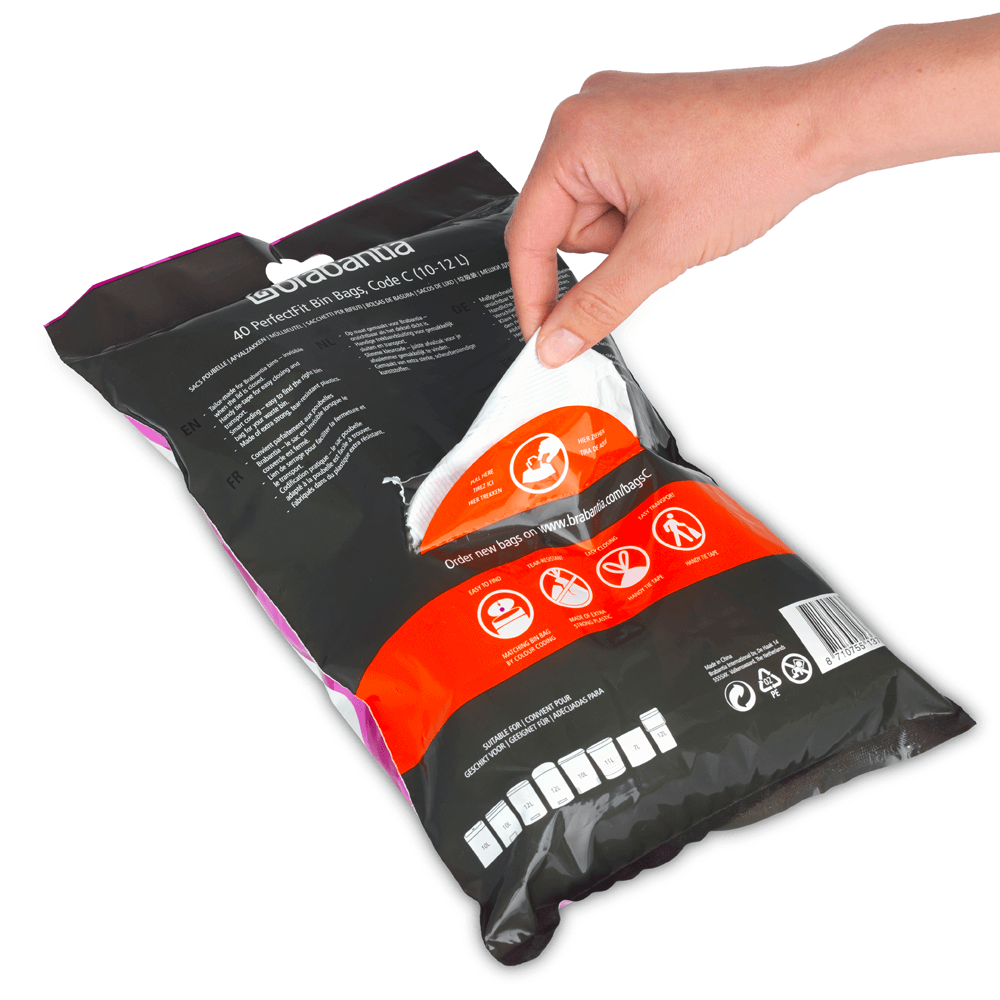 Brabantia Code C (10-12L) PerfectFit Bin Liners – 40 Bags