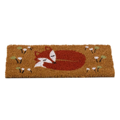 Fox Hollow coir doormat insert, sleeping fox design, 53 x 23cm, on white background