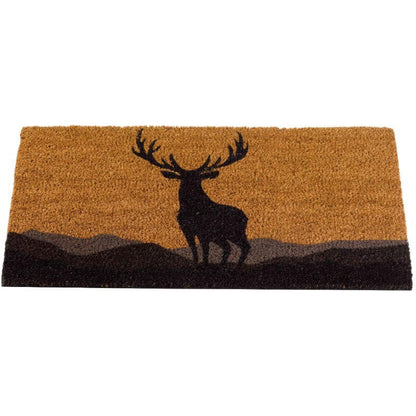 Smart Garden Monarch stag coir doormat, 75x45cm rectangle with non-slip backing, product view on white background.