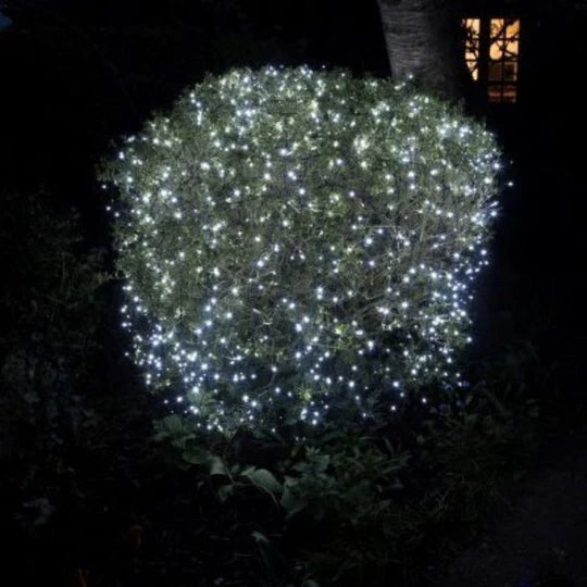 NOMA cool white LED string lights on a bush