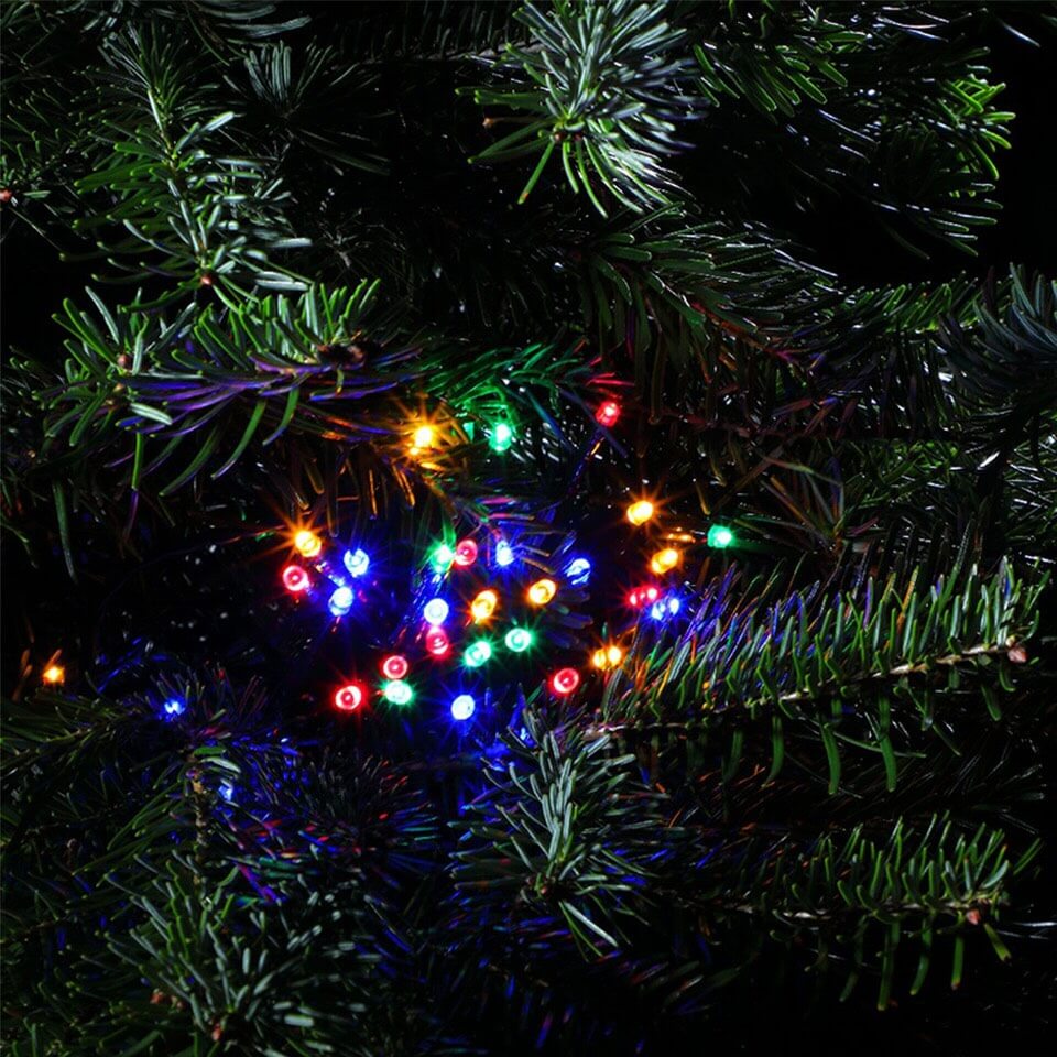 NOMA multicoloured LED string lights clustered in a Christmas tree