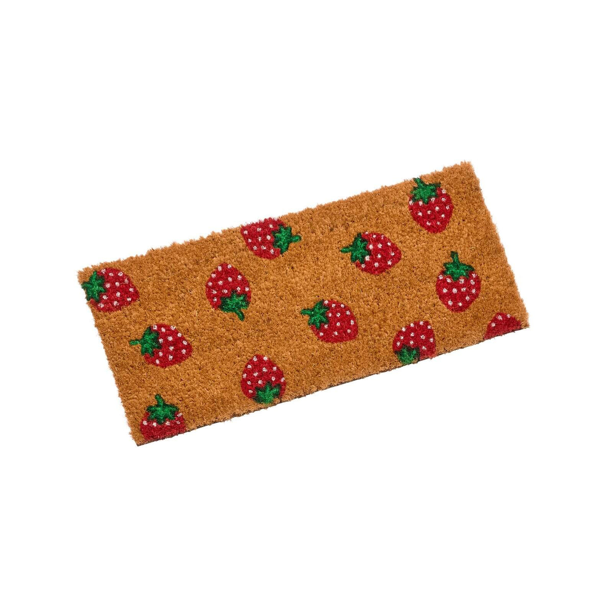 Strawbs coir doormat insert with strawberry print, 53 x 23cm, on white background