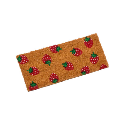 Strawbs coir doormat insert with strawberry print, 53 x 23cm, on white background